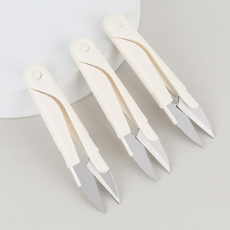 (2개) U 자형 스프링 재봉 수제 작은 가위 크로스 스티치 스레드 트리밍 스테인레스 스틸 가위 절단 뾰족한 가정용 휴대용