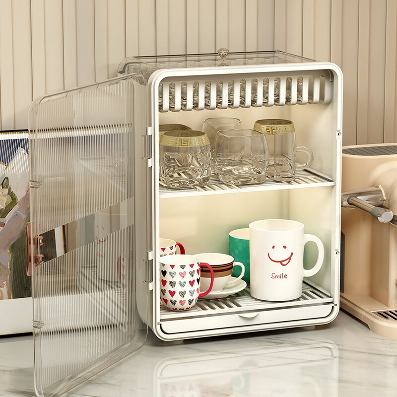 Light Luxury Dust-proof Cup Holder with Cabinet Door Tea Cup Water Cup Milk Bottle Cup Storage Cabinet Layered Large Capacity Tea Set Storage Rack Light Luxury Dust-proof Cup Holder with Cabinet Door Tea Cup Water Cup Milk Bottle Cup Storage Cabinet Layered Large Capacity Tea Set Storage Rack