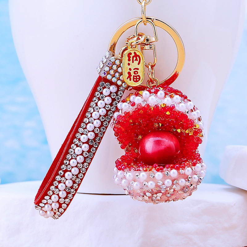 A828 cornucopia shell bubble beads red