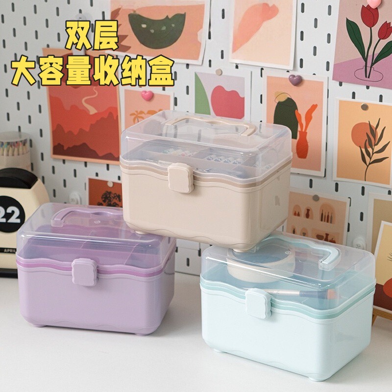 Double-Layer Large-Capacity Family Travel Cute Portable Medicine Box Medical Kit Storage Box Double-Layer Large-Capacity Family Travel Cute Portable Medicine Box Medical Kit Storage Box