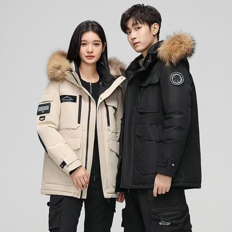 High quality outdoor duck jacket with light couple style down jacket, unisex style, big fur collar, hot selling_voghion.com