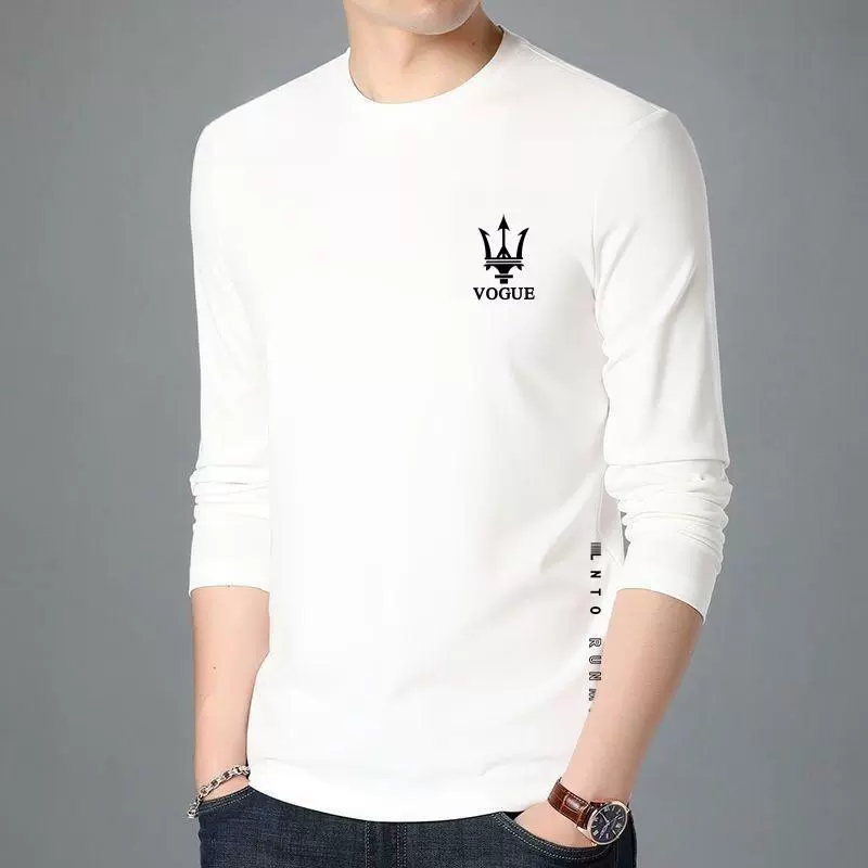 Мужская футболка с длинными рукавами мужская осенняя одежда мужская свободная эластичная нижняя рубашка мужская корейская версия футболка с принтом