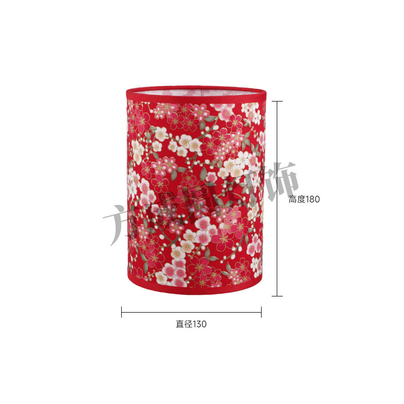 Nuevo producto Pantalla de lámpara de tela Patrón de impresión rojo chino Lámpara de escritorio de dormitorio Lámpara de pared Lámpara de pie Pantalla redonda