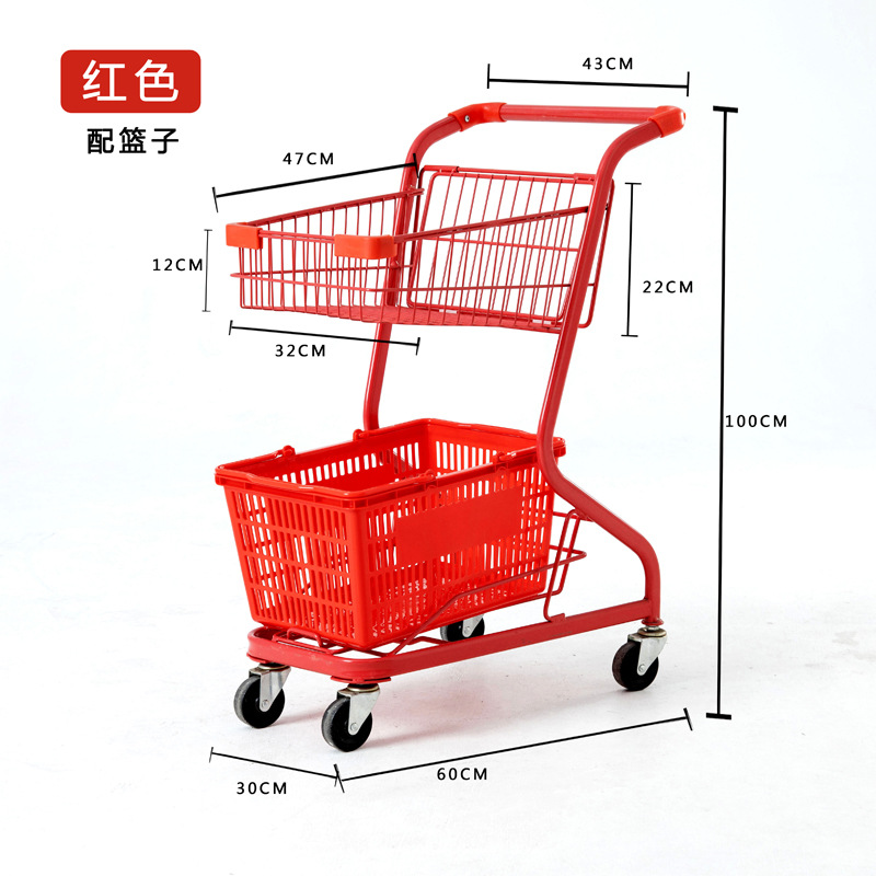 Supermercado multifuncional casero muñeca agarrar carro de mano de doble piso centro comercial de carga carrito de compras en línea popularidad puesta en el puesto de carro pequeño image 16