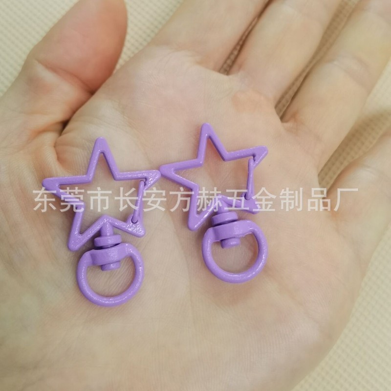 Diyアクセサリーのキーホルダーカラー塗装金属犬ボタン五角星形マスクチェーンキャンディー色キーホルダー|undefined