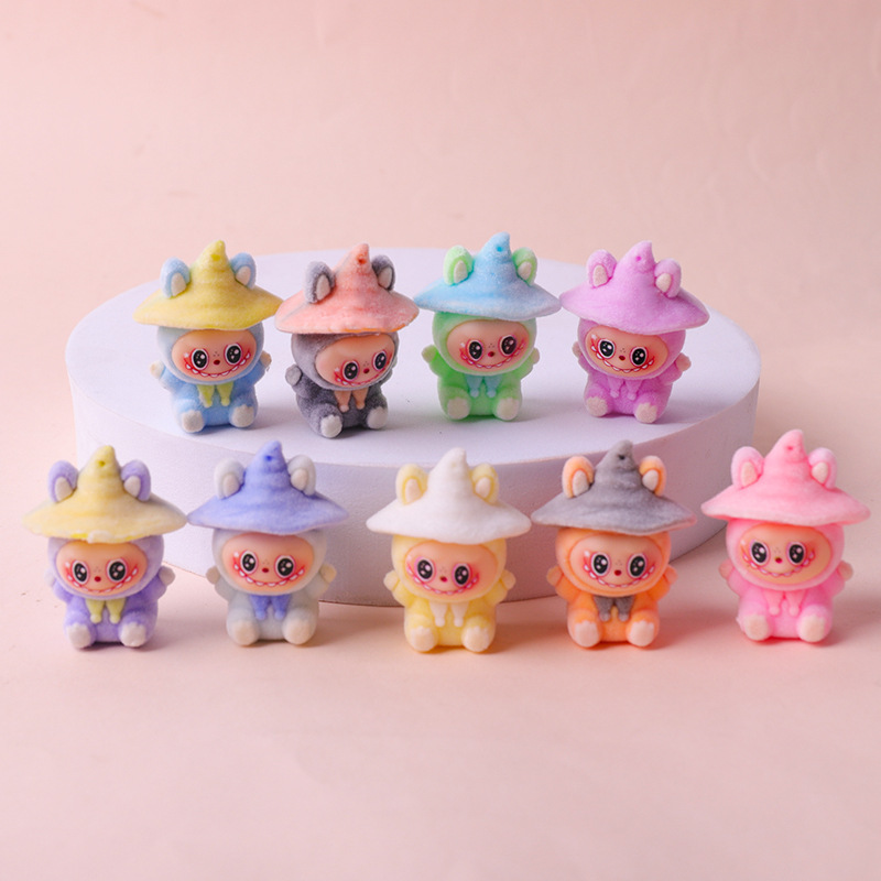 ハロウィンマカロンカラー植毛布羊かわいい人形ソフト接着剤工芸品デスクトップ装飾品卸売|undefined