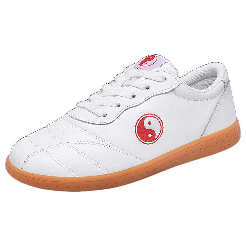 Zapatos de hombre antideslizantes de cuero blanco, zapatos de Tai Chi, piel de vaca suave, suela de tendón, zapatos de entrenamiento de Tai Chi de artes marciales de primavera y otoño para mujer