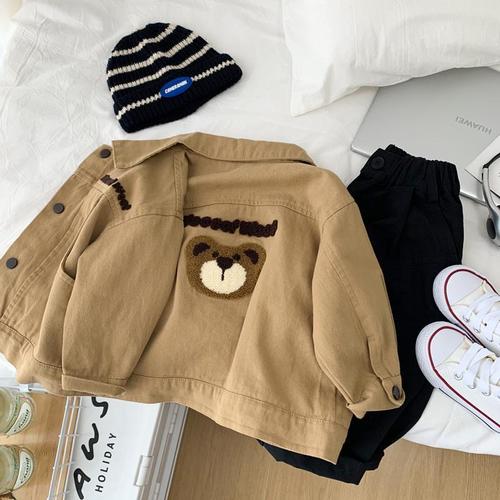 Boys' coats spring and autumn 2024 new children's lapel jackets, handsome casual tops for children and middle-aged children, trendy cross-border