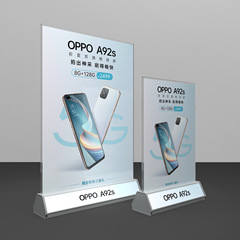 Creative desk plaque stand card holder split screen with transparent metal plaque display, aluminum alloy plexiglass card holder