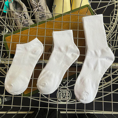 同款四季款男女襪子中筒高筒籃球秋冬長筒運動襪純白色商務襪