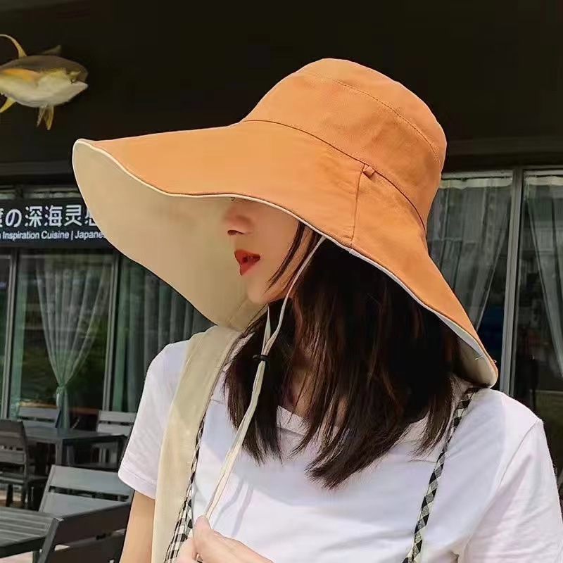 Unisex Simple Style Solid Color Wide Eaves Sun Hat display picture 5