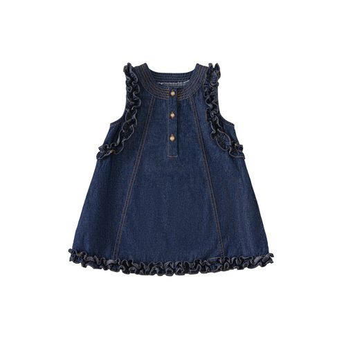 INSbobo children's clothing summer girls' dress stylish Korean style sleeveless denim skirt lace skirt XQ23217