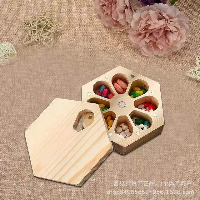 Коробка с лекарствами из соснового дерева может вращаться в течение 7 дней