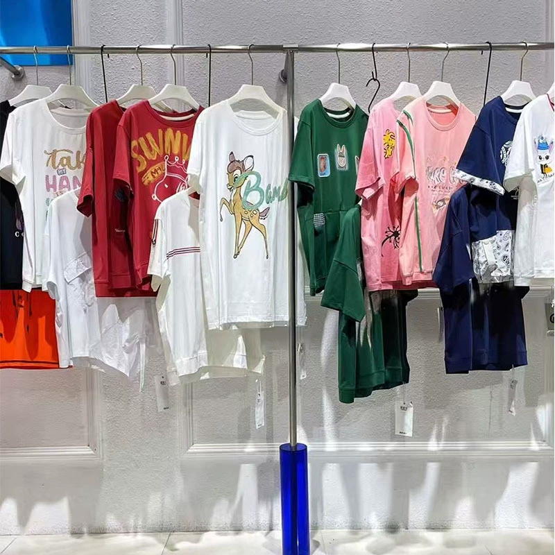 25 летняя большая версия модной брендовой футболки, однотонная футболка с короткими рукавами, скидка, женская одежда, внешняя торговля, оптовая продажа, излишки брендовых топов для внешней торговли