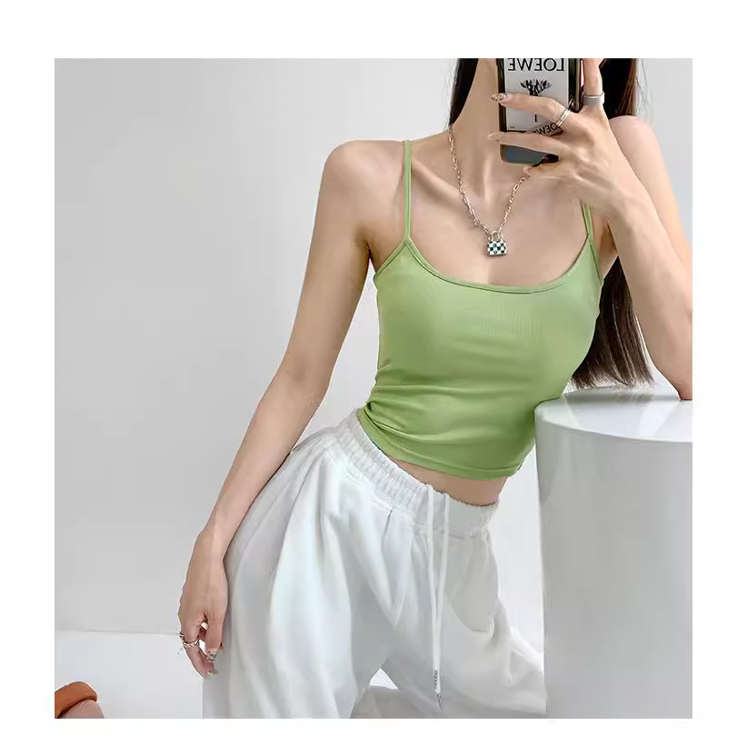 Solid color cute comfortable breathable universal top with cups with…
