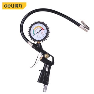Deli gun type barometer tire pressure gauge with inflation head tire pressure monitor air pressure inflation gauge