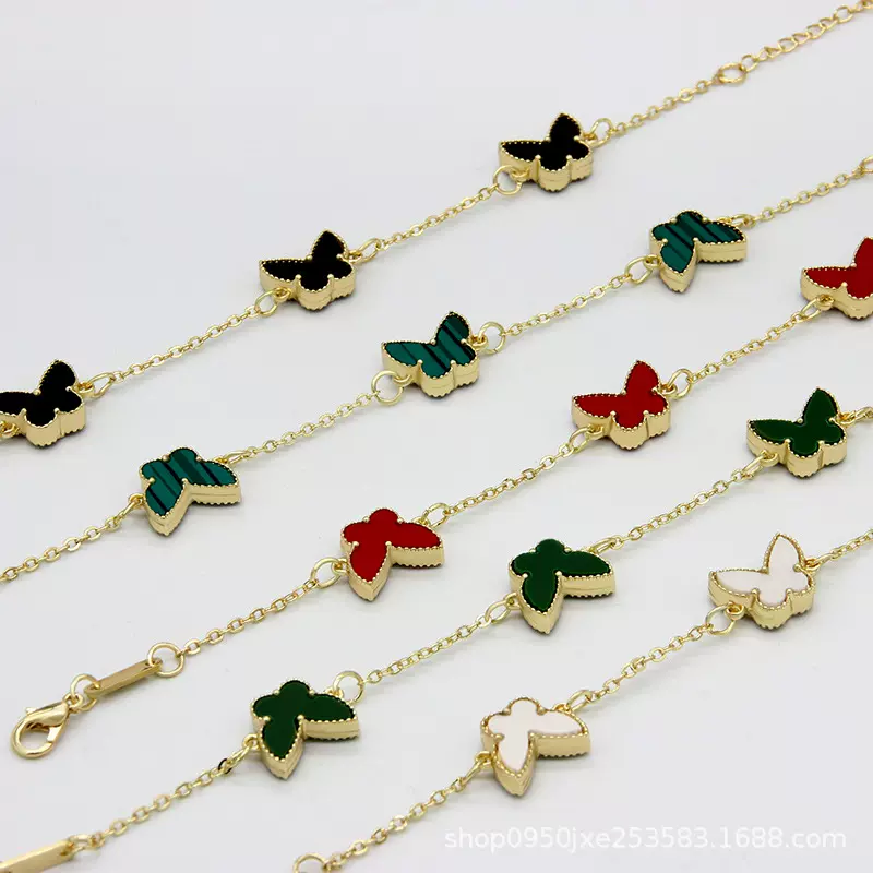 CDD四叶草手链女跨境电商爆款套心蝴蝶手镯外贸货源可来样图开发