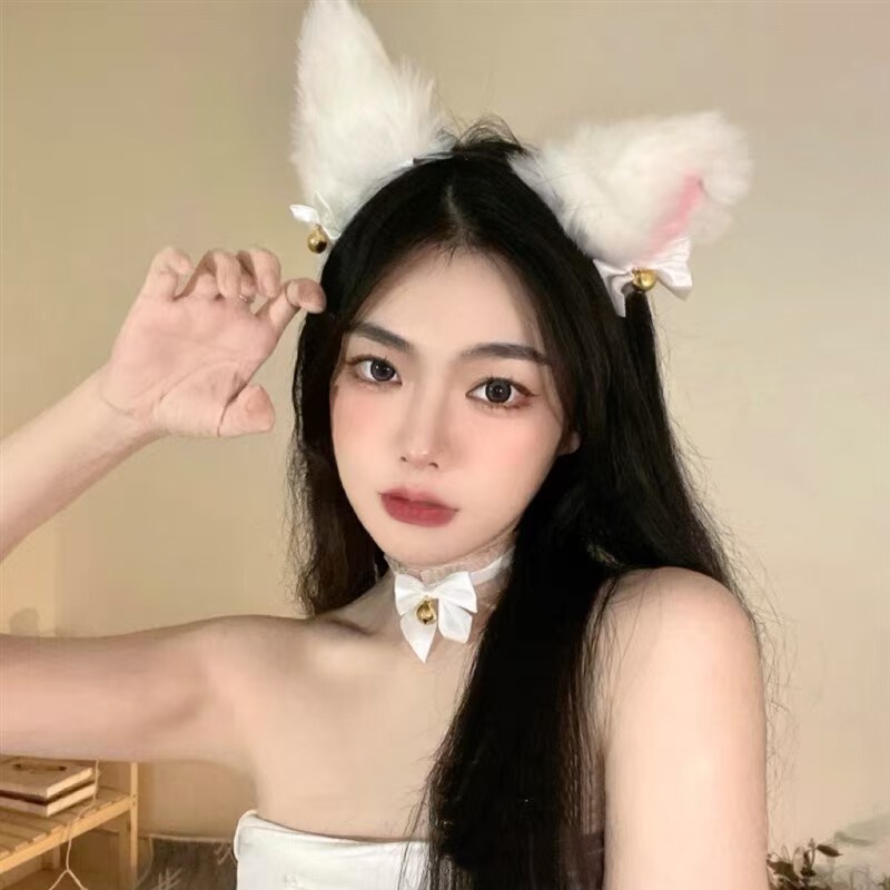 Cat Ear Hair Accessory Headband, Feminine Fox Headpiece, Cat Headband with Bell, Live Stream Prop, Funny Hair Clip, Rabbit