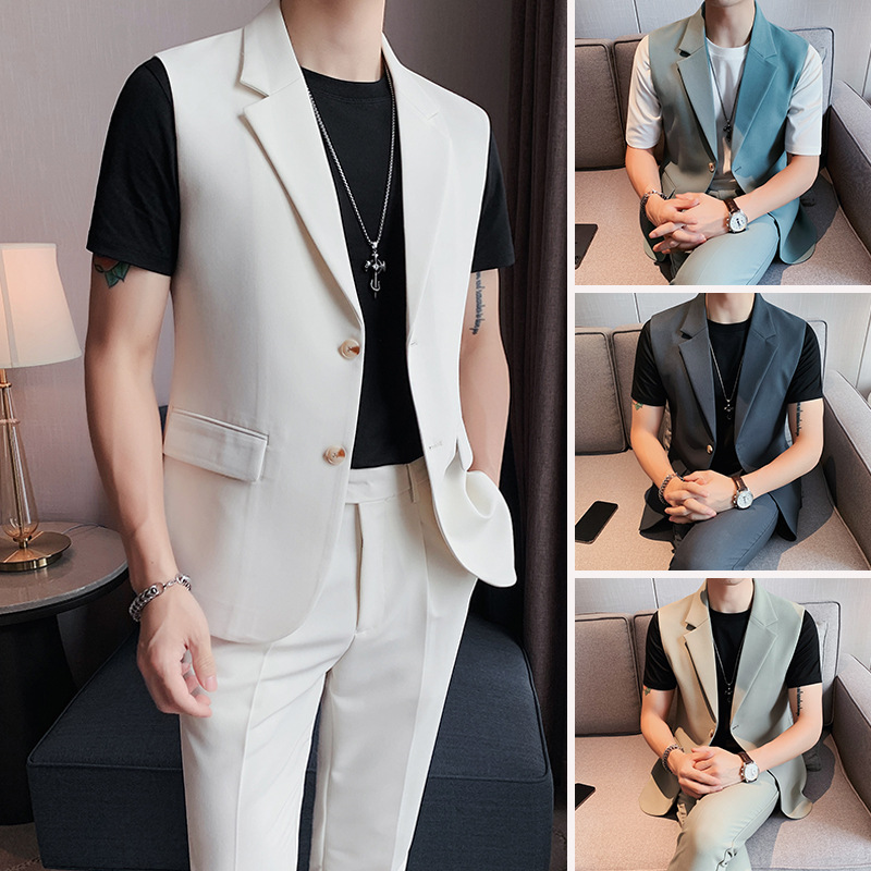 Casual suit jacket men's wear sense men's wear with a set of handsome host vest suit suit