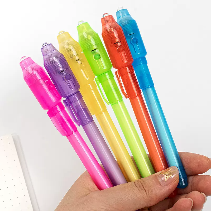多功能紫外线uv荧光笔定制广告大头塑料LED发光魔术玩具笔批发