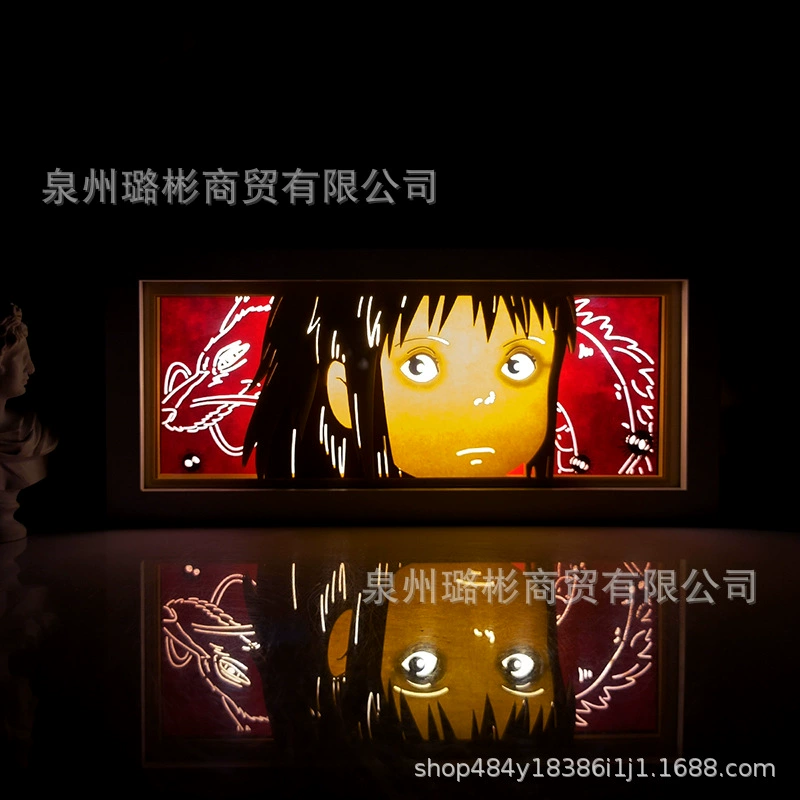 Бумажный резной светильник One Piece Luffy, деревянная рамка, настольный ночник, монохром/ RGB