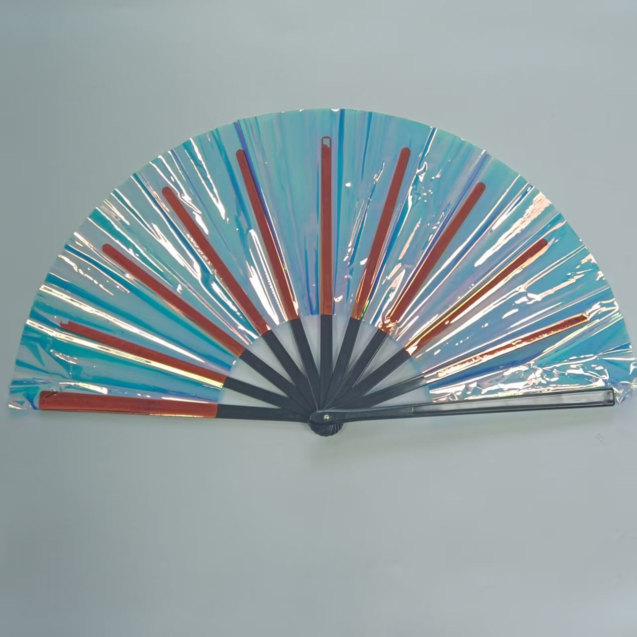 Nuevo abanico láser de PVC de venta caliente transfronterizo abanico de Tai Chi abanico de Kung Fu plegable holográfico concierto abanico colorido