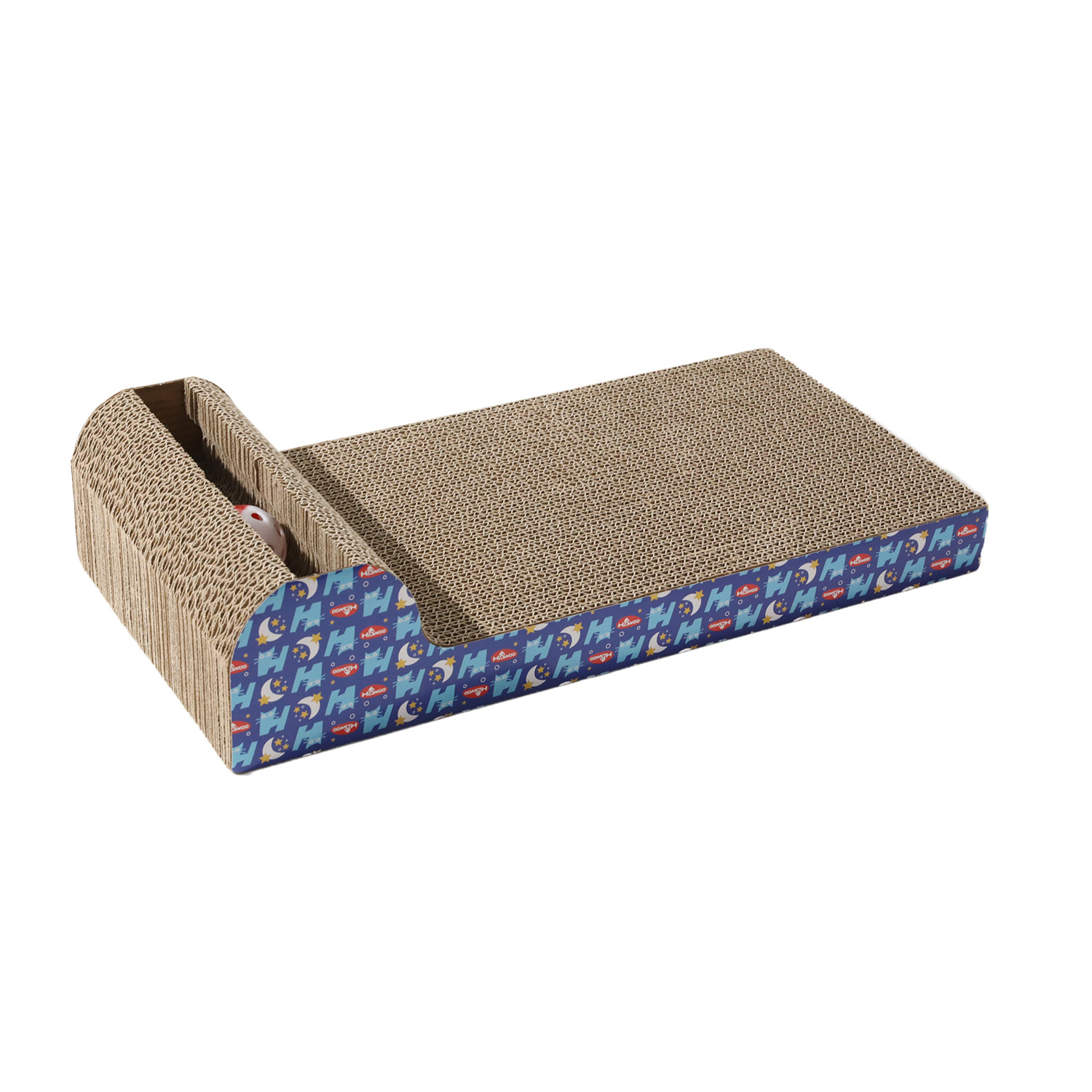 P-tipo de papel corrugado tablero del rasguño del gato al por mayor gato garra juguete gato molienda garra gato tablero del rasguño diversión auto-Hola Bell gato suministros