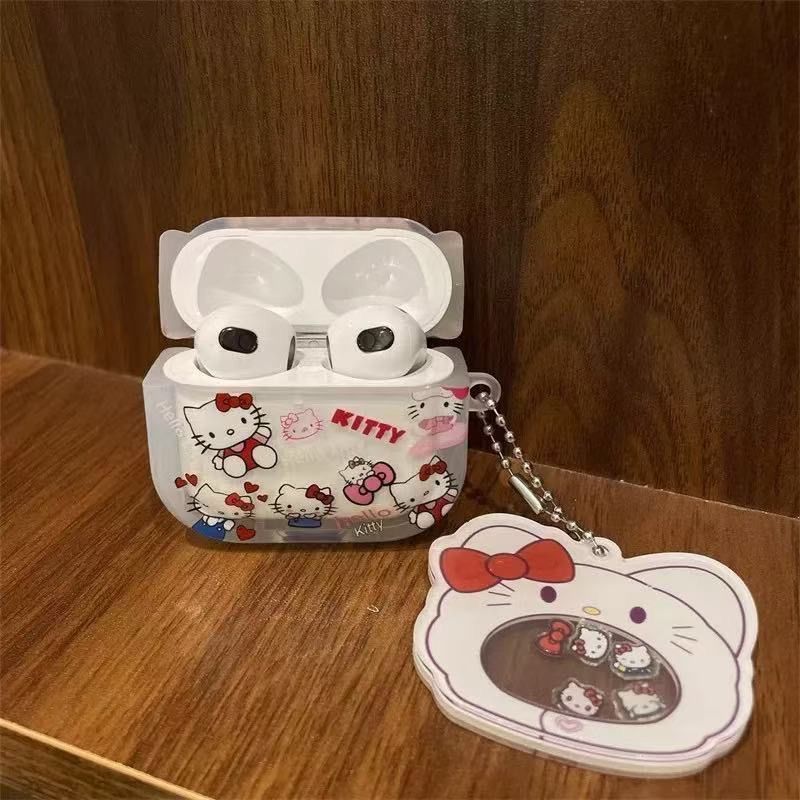 Interessante pantalla completa Kitty Airpodspro2 / 3 caso de auriculares bluetooth 4 generación 5 generación de caso de protección bluetooth de Apple