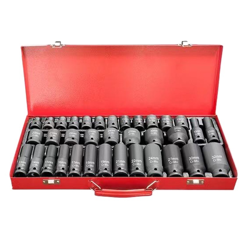 Juego de dados neumáticos 1/2” de 35 piezas, incluye vasos largos y cortos, kit profesional para herramientas neumáticas