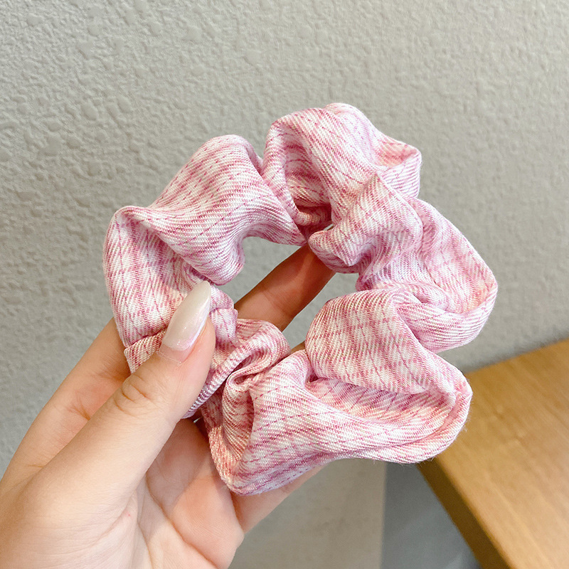 韩系春夏蝴蝶结大肠发圈女款蕾丝碎花头绳粉色方巾大号发饰|undefined