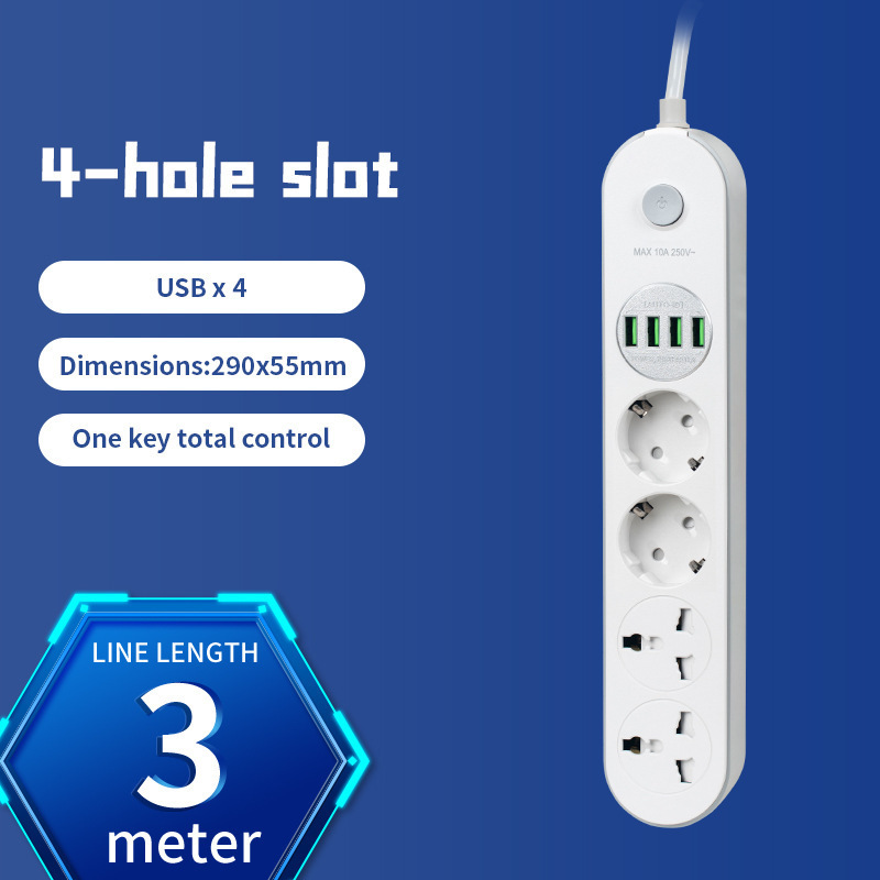 Euro con cable enchufe USB multi-orificio bit enchufe tablero de enchufe doméstico intercambio universal internacional enchufe transfronterizo al por mayor