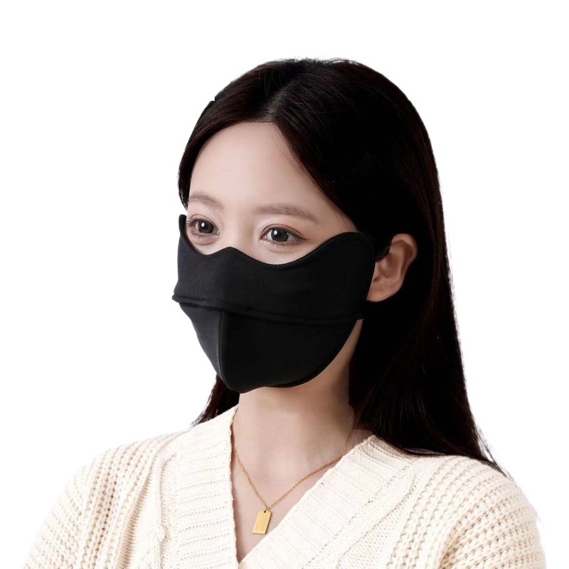 Fleece-Lined Fishbone Mask for Women, Autumn and Winter Windproof and Cold-Proof Mask, Breathable 5D Three-Dimensional Eye Protection, High Aesthetic Value, Prevents Makeup Smudging