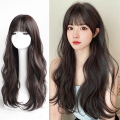 かつらの女性の長い髪の大きい波は髪の毛の空気の前髪の長い巻きの髪のネットの赤い同種の全体のトップのかつらの供給商をシミュレーションします。