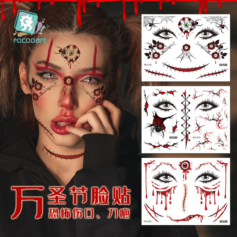 Cross-Border New Halloween Scar Tattoo Realistic Scar Face Horror Stickers Face Scar Waterproof Makeup Stickers Cross-Border New Halloween Scar Tattoo Realistic Scar Face Horror Stickers Face Scar Waterproof Makeup Stickers