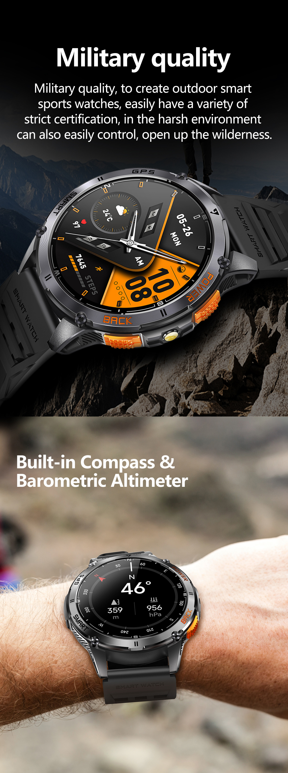 Smartwatch Mit Herzfrequenzmesser Gps Und Bluetooth-anruffunktion_voghion.com