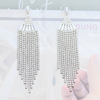 Fashionable earrings, long zirconium with tassels for bride, European style, suitable for import, diamond encrusted