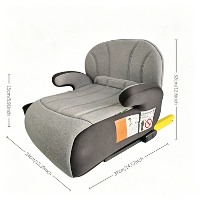 Cross-Border Child Safety Seat Booster Cushion 3-12 Years Old Isofix Portable Simple Car Baby Seat Cushion Cotton Custom-Made (Car child safety seat) - isofixdetachable-backrestergonomic-designuniversal-for-car-models-black-gray