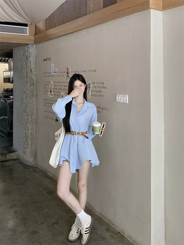 2026 loose long-sleeved dress, women's early autumn new style, irregular sweet cool shirt dress, short skirt, trendy chic
