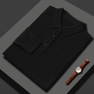2025 Spring and Autumn Long Sleeve 100 Worsted Wool Men's POLO Collar Loose Casual Base Knitted Sweater Wholesale