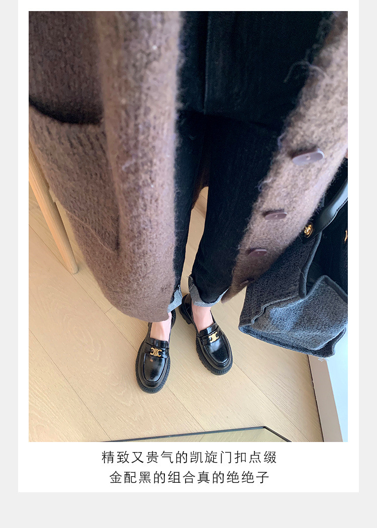 葡萄妈Studiolee英伦风小皮鞋女小金扣圆头一