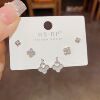 Silver needle, short zirconium, universal earrings, set, silver 925 sample, micro incrustation, Japanese and Korean, simple and elegant design, 3 piece set