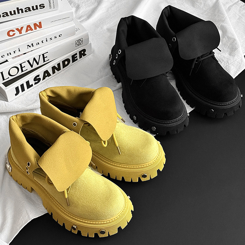 Niche Design Motorcycle Rivet Martin Boots High-Top Work Shoes Men's Shoes Large Size 45 Aliexpress High-Top Work Shoes