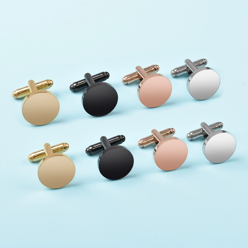 Новые запонки из нержавеющей стали AliExpress, круглые, с зеркальной полировкой, для деловой рубашки, квадратные, с зажимом для галстука