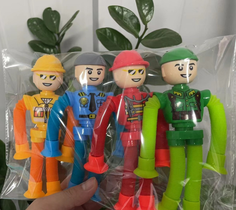 Transfronterizo robot flexible tubo telescópico niño puzzle dibujos animados estirados ventosa interacción padre-hijo creativo juguete descompresión