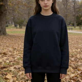 450g银狐绒重磅加厚oversize圆领卫衣女美式宽松落肩纯色情侣卫衣