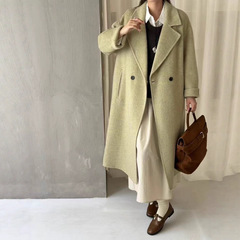1.0极简主义  2025韩版简约经典百搭双面羊毛大衣女毛呢加长款