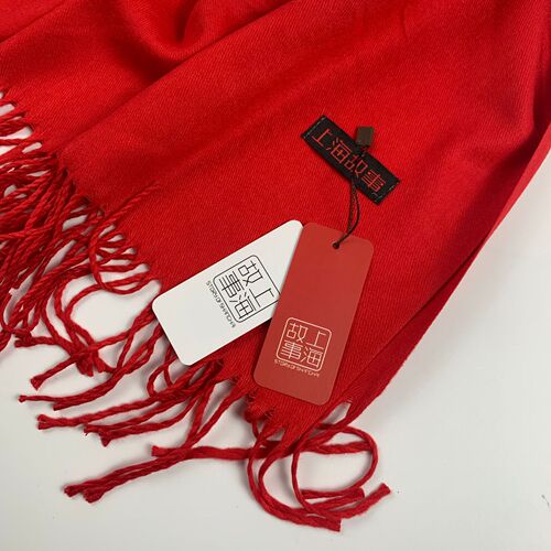 Lambswool-like scarf and shawl with a high-end Shanghai story, classic red, suitable for female wholesale and foreign trade cross-border.