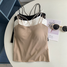 免穿文胸内搭细肩带吊带背心带胸垫一体交叉美背内衣打底抹胸上衣