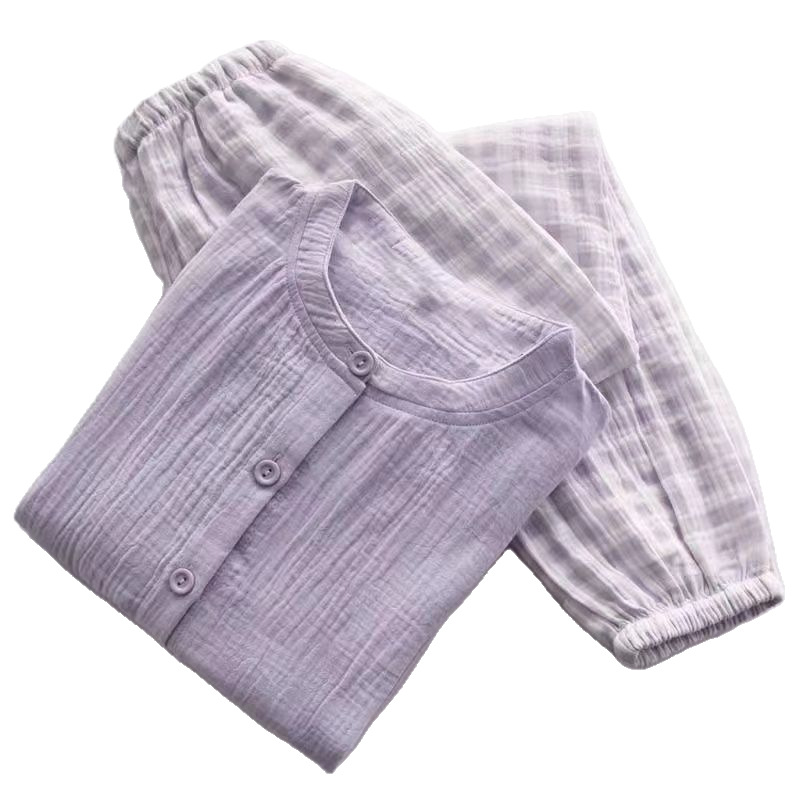 Pijamas transfronterizos al por mayor para mujer primavera y otoño imitación algodón Zou tela manga larga cardigan de color sólido traje de servicio a domicilio sentido de alta gama se puede usar afuera