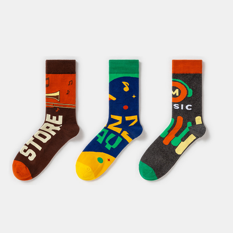 Socks Men's Trendy Mid-Calf Long Socks Casual Men's Trendy Socks Autumn and Winter Men's Fashion Trendy Street Trendy Men's Socks 2183